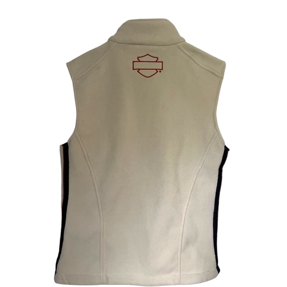 Harley-Davidson Y2K Cream Fleece Zip-Up Vest XS - Picture 4 of 4